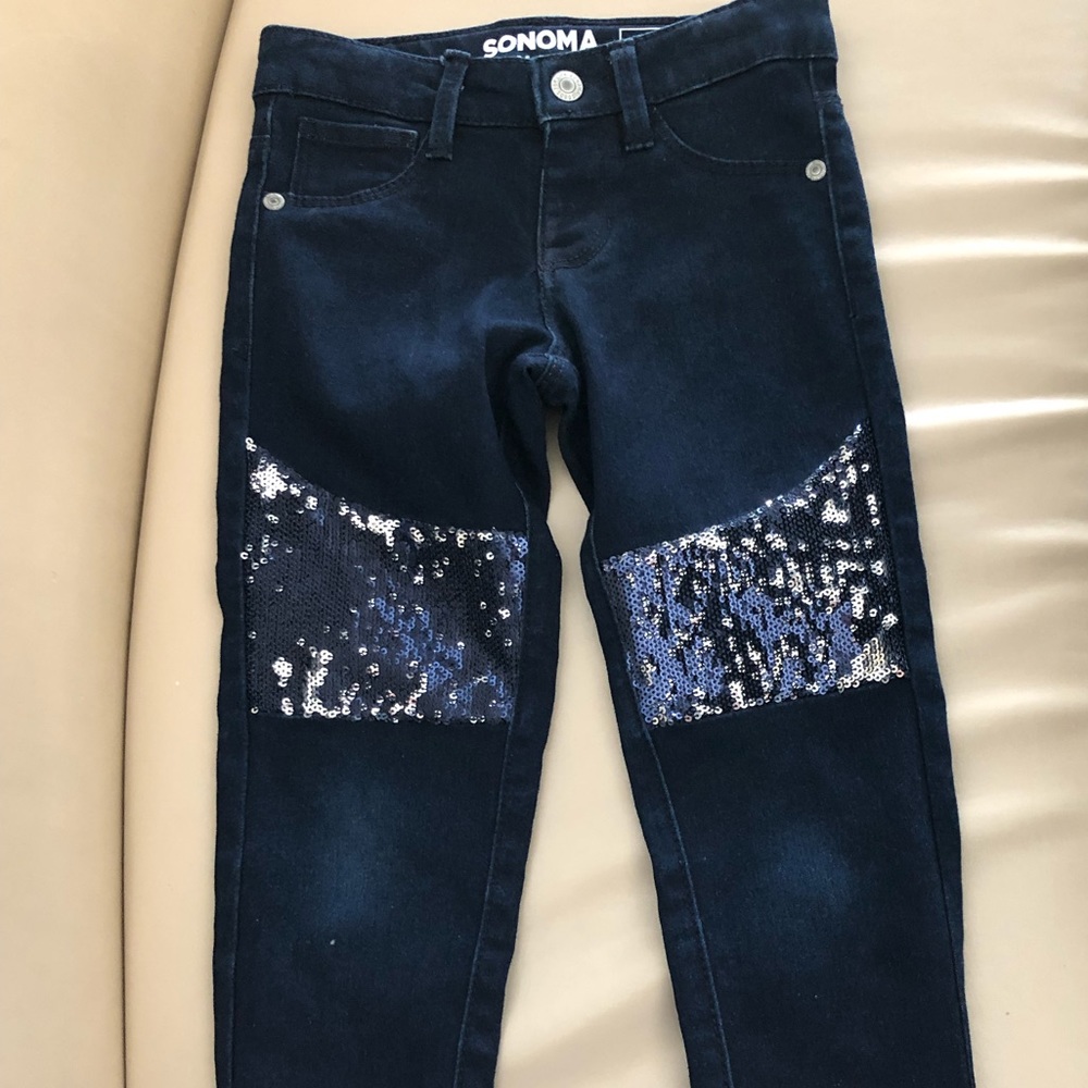 Girls dark denim Sonoma jeans w sequence detail